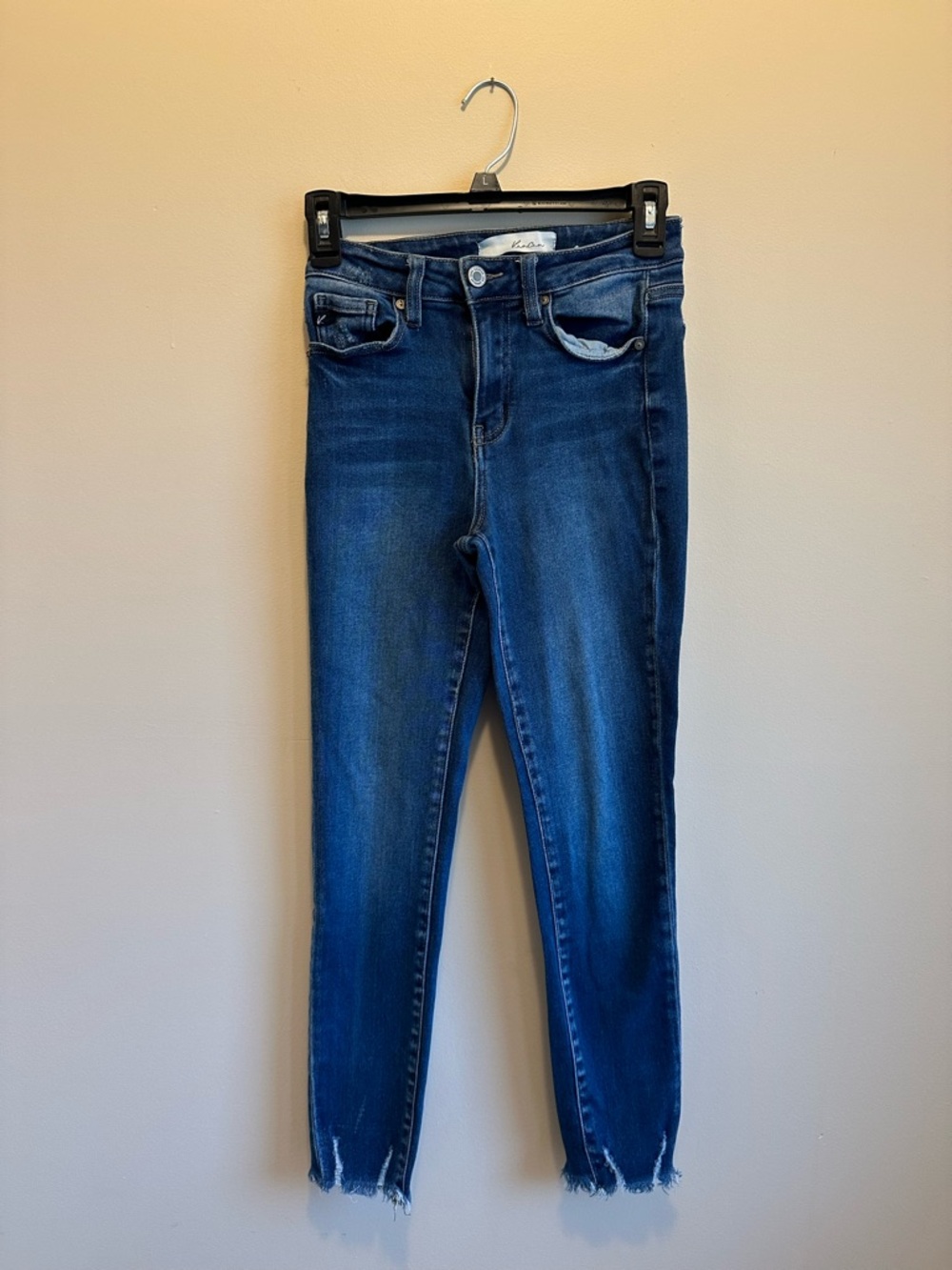 KanCan Girls 3/25. Faded Dark Wash Raw Frayed Hem Skinny Jeans Pockets #KC71210